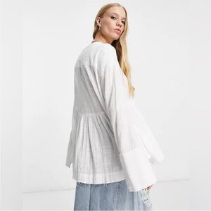 𝓯𝓹 Free People ~ Miles Away Babydoll Top in White Fairy-core whymsical BOHO